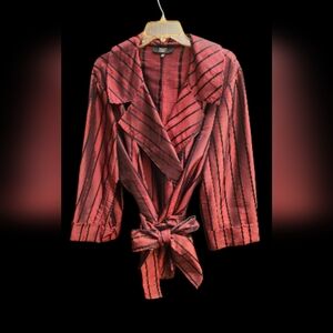 Red striped Alex Marie 24W belted top nwt